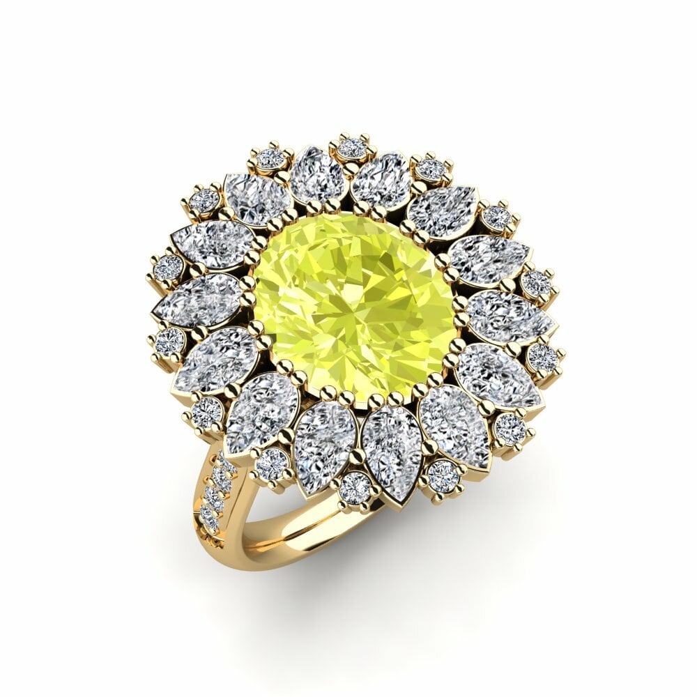 Or Jaune 14k Quartz Citron Bague Asion