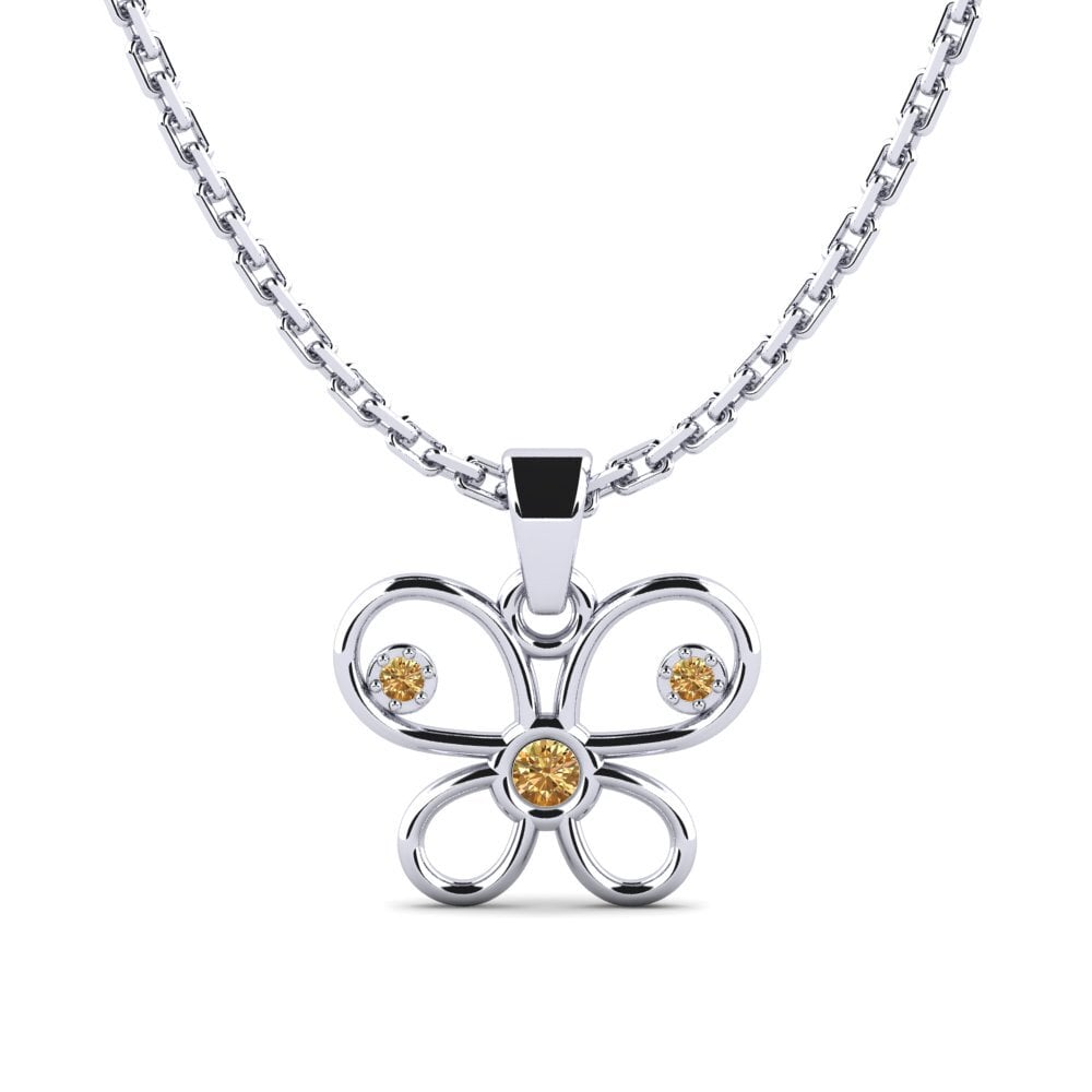 14k Oro Blanco Diamante café Colgante de Mujer Askalllay