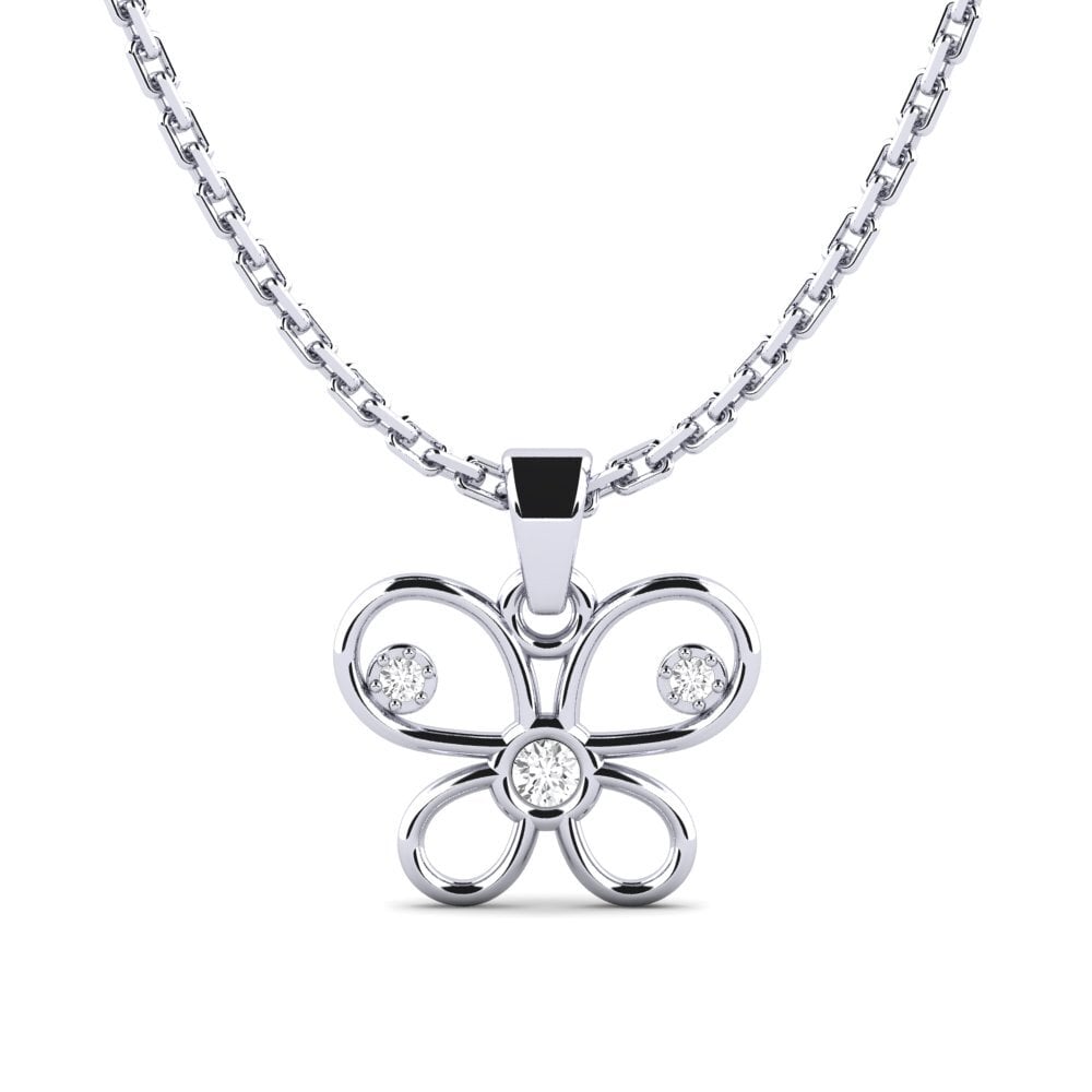 14k Oro Blanco Zafiro blanco Colgante de Mujer Askalllay