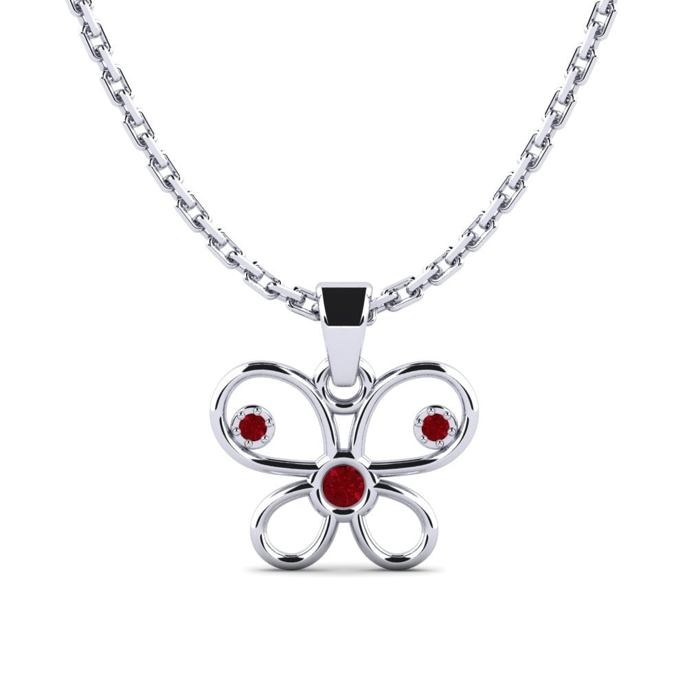 Platino 950 Circonita Roja Colgante de Mujer Askalllay
