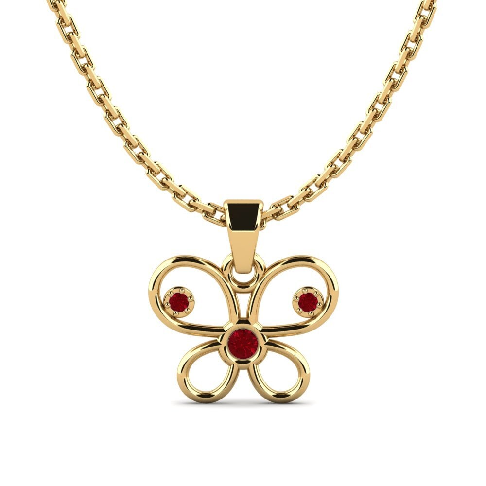 9k Oro Amarillo Circonita Roja Colgante de Mujer Askalllay
