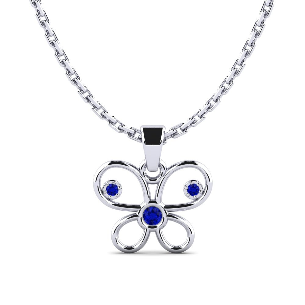 18k Oro Blanco Zafiro Colgante de Mujer Askalllay