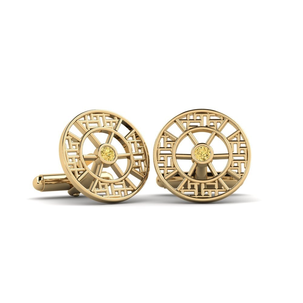 585 Gult Guld Gul Diamant Manchetknap Assery