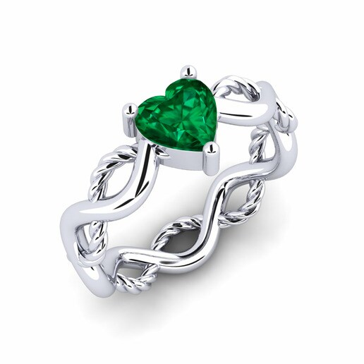 Anillo Assieve Oro Blanco 585 & Emerald (Lab Created)
