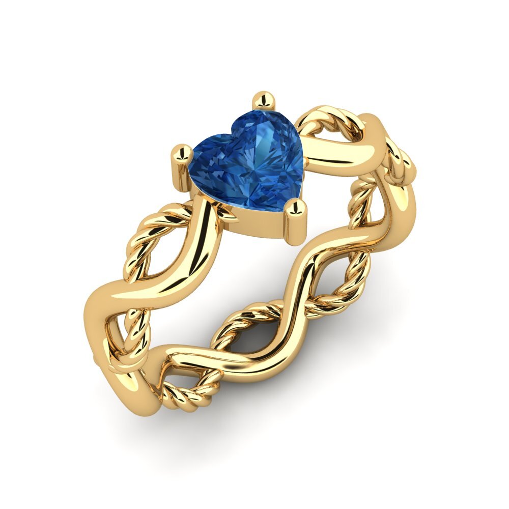 18K Geel Goud Donker Blauwe Zirkoon Ringen Assieve