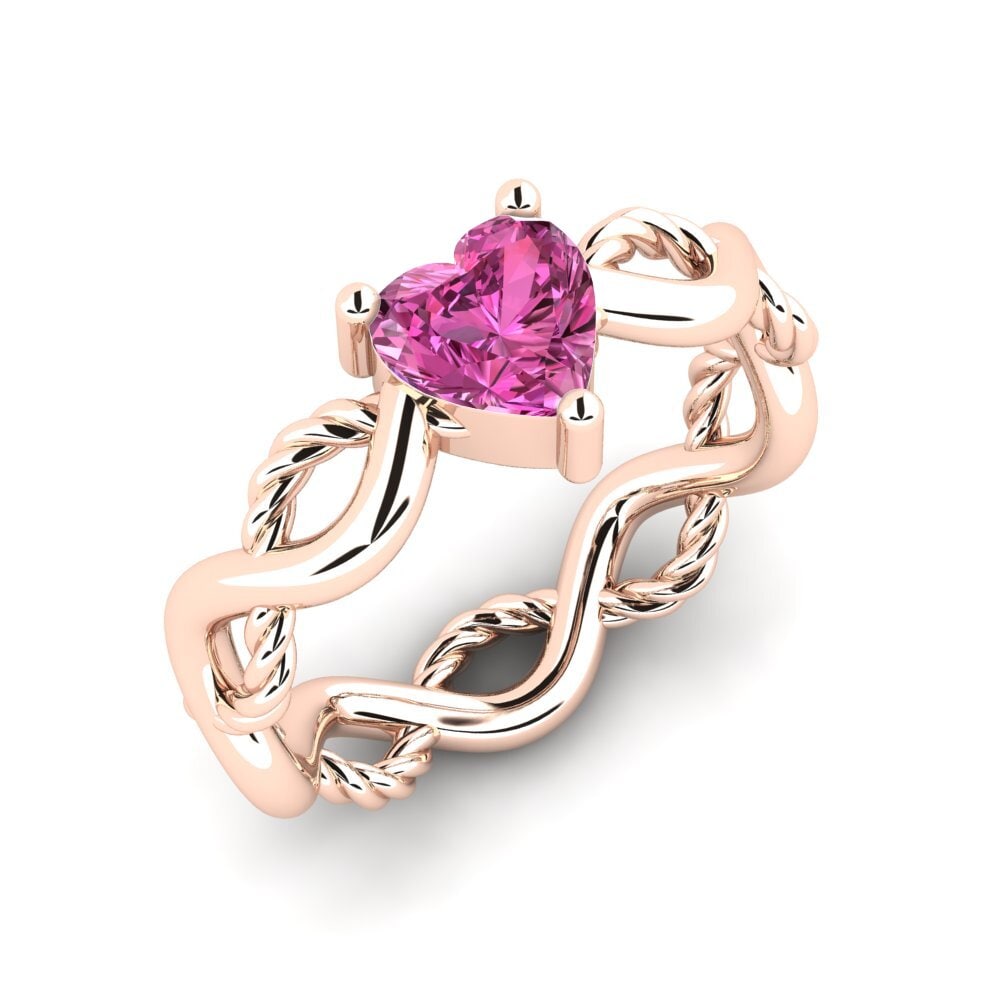 Rotgold 750 Rosa Topas Ring Assieve