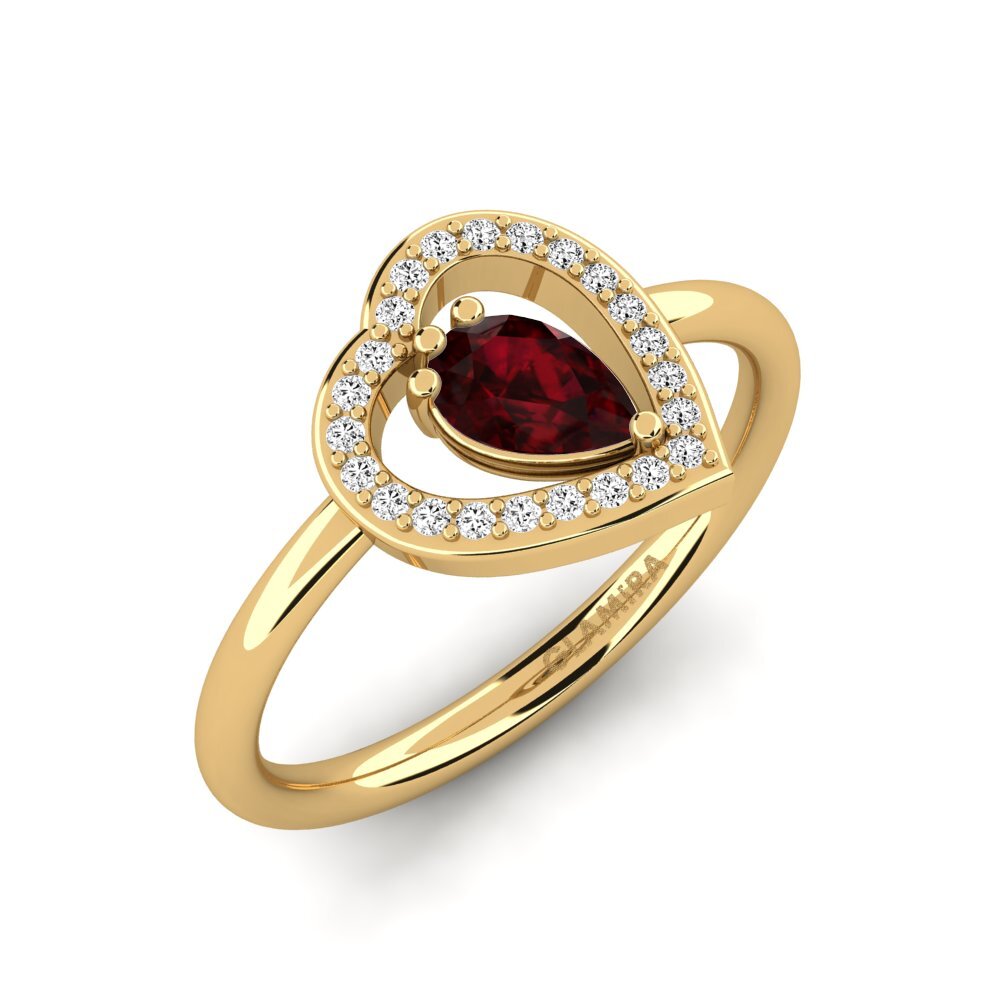 Gelbgold 750 Granat Ring Astrid