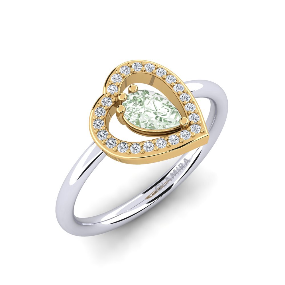 18ct White & Yellow Gold Green Amethyst Ring Astrid