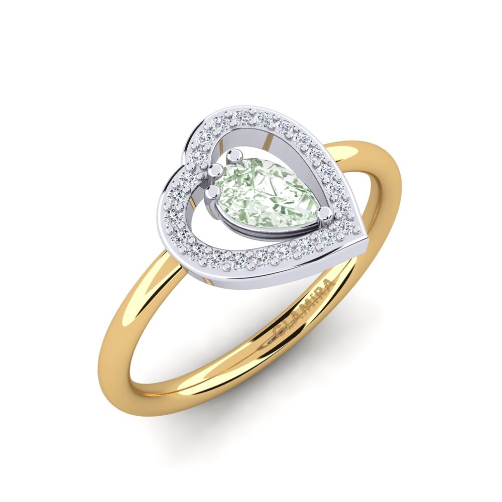 18ct Yellow & White Gold Green Amethyst Ring Astrid