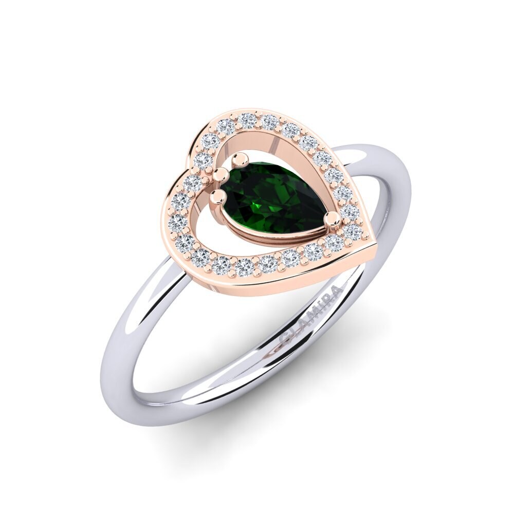 9k White & Rose Gold Green Tourmaline Ring Astrid
