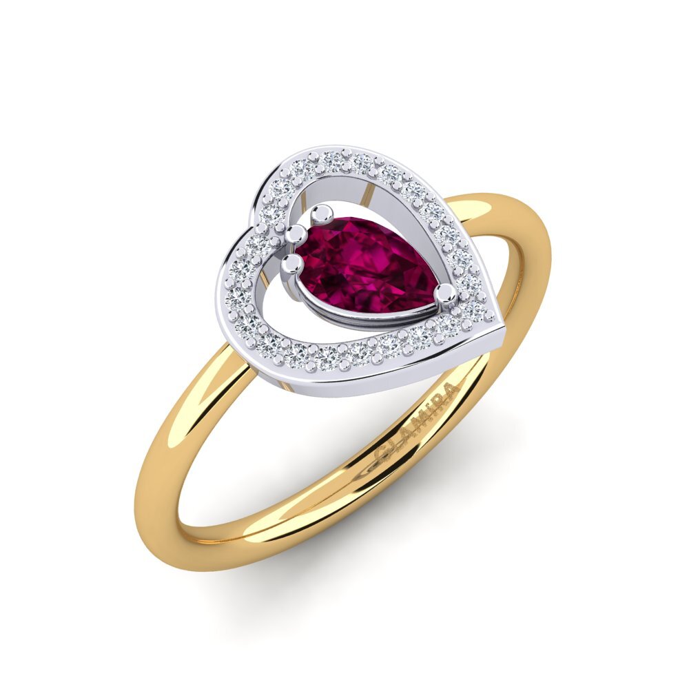 9ct Yellow & White Gold Rhodolite Garnet Ring Astrid