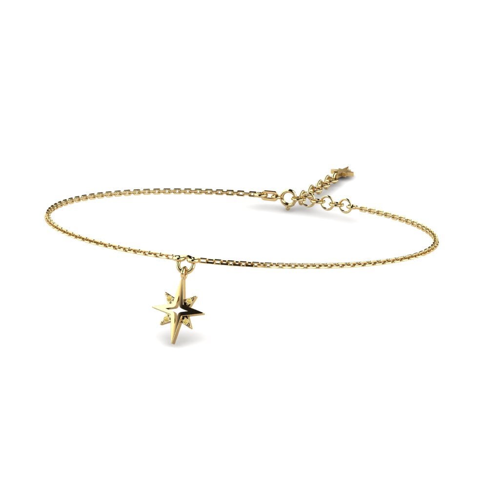 14k Oro Amarillo Diamante Amarillo Pulsera de Mujer Astropel