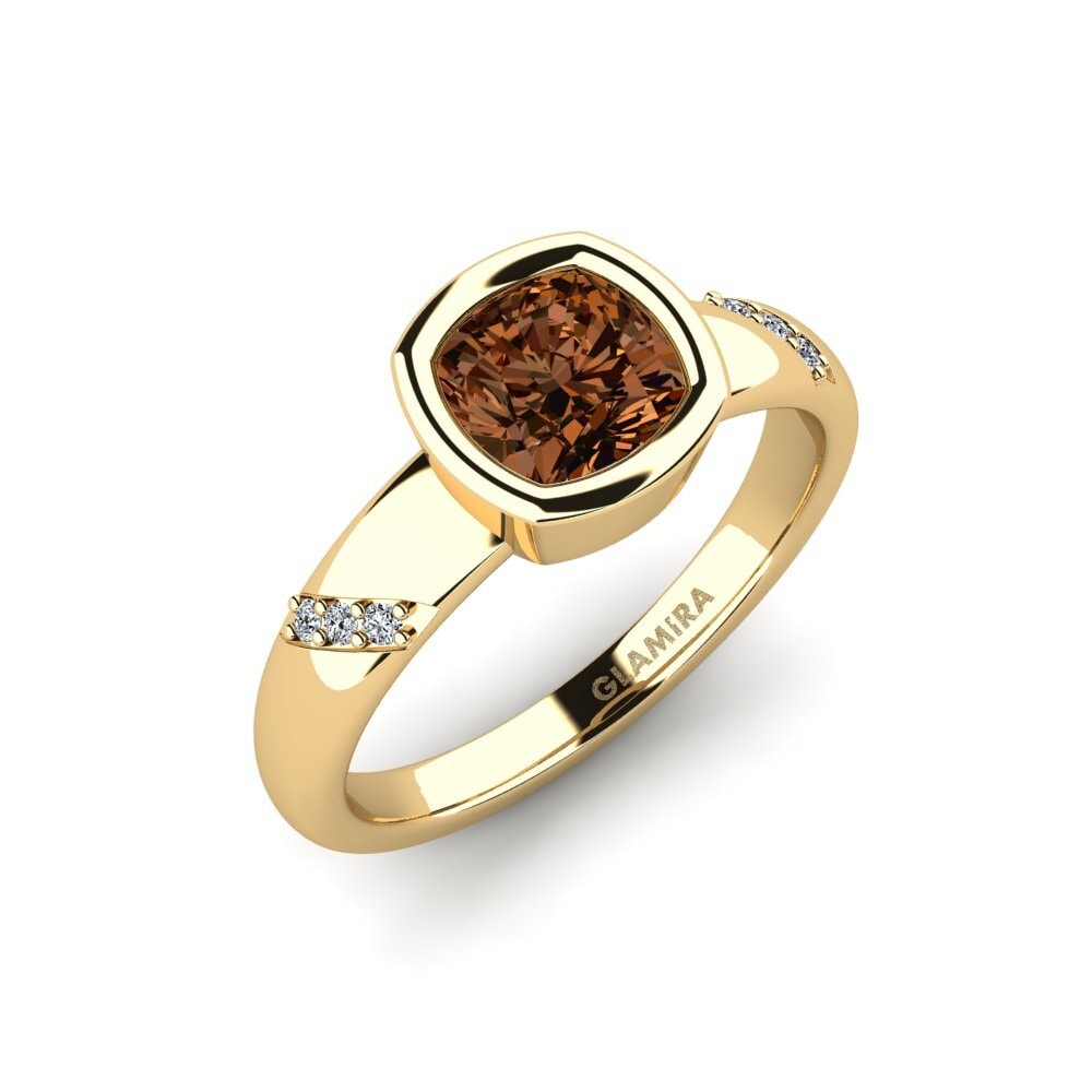 Diamante café Anillo de compromiso Asunan - Cushion