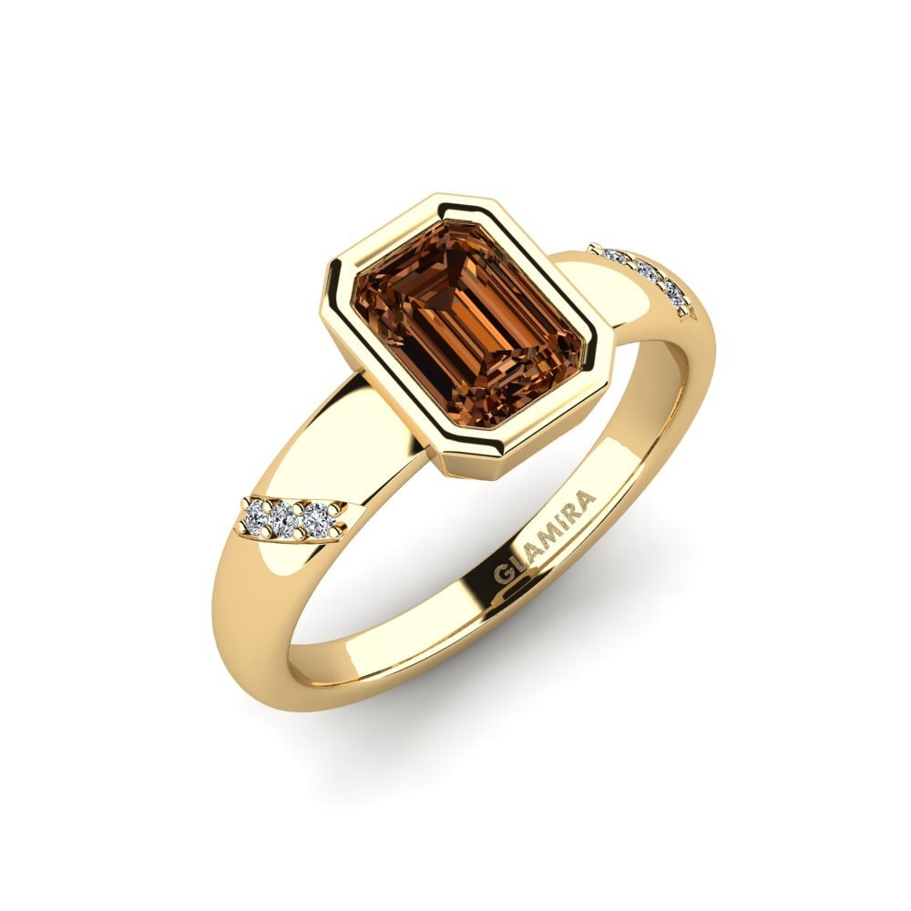 Diamante café Anillo de compromiso Asunan - Emerald