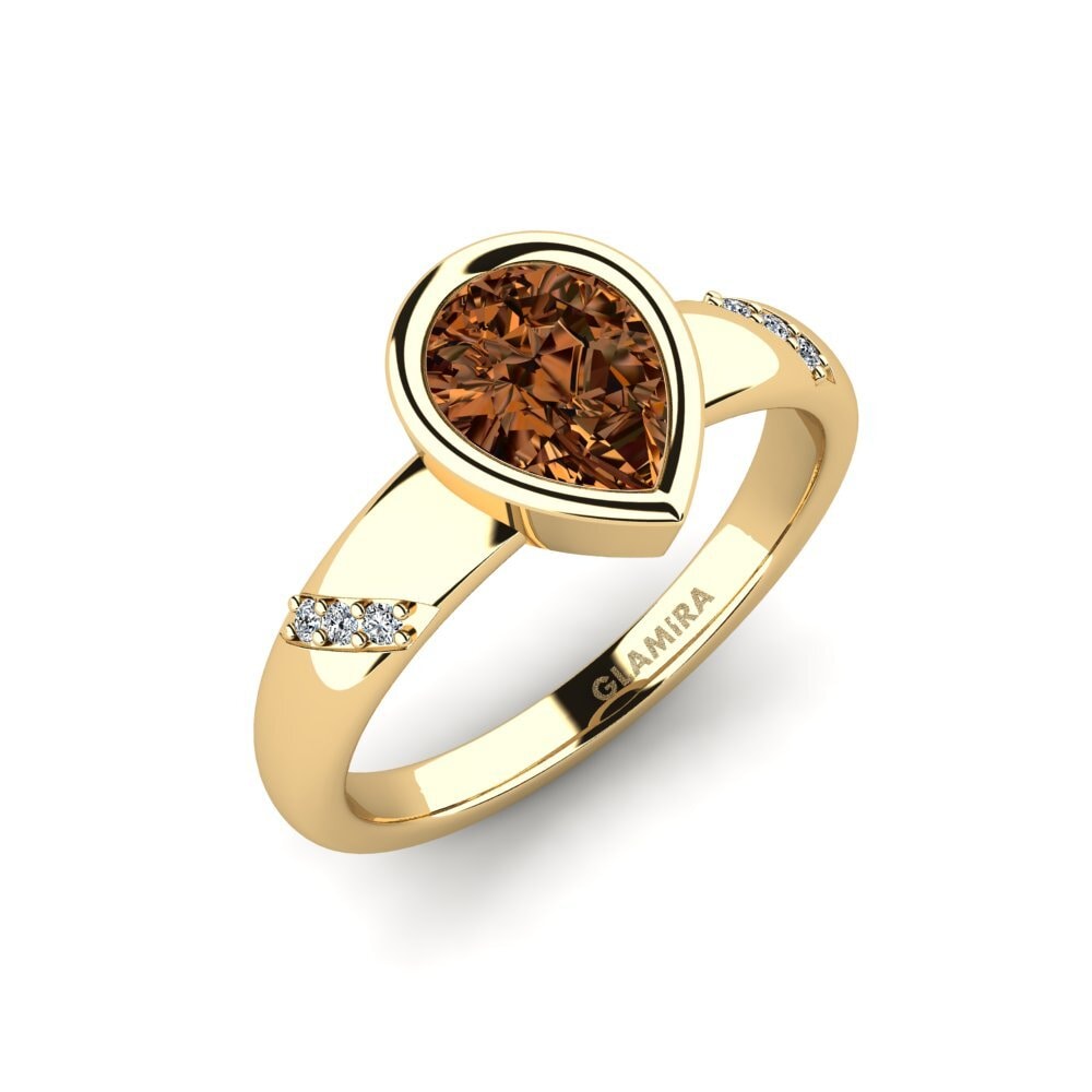 Diamante café Anillo de compromiso Asunan - Pear