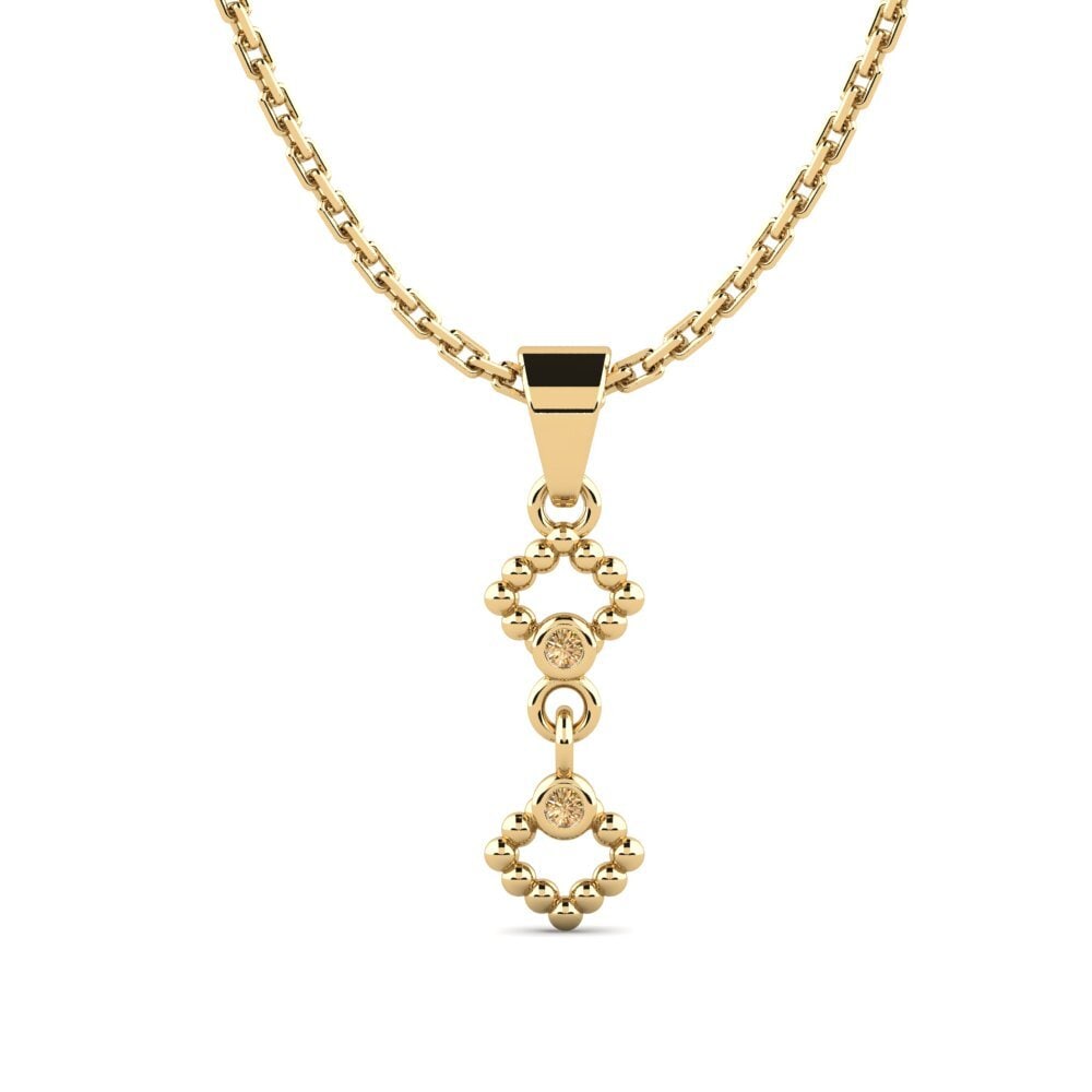 14k Oro Amarillo Diamante café Colgante de Mujer Asyng