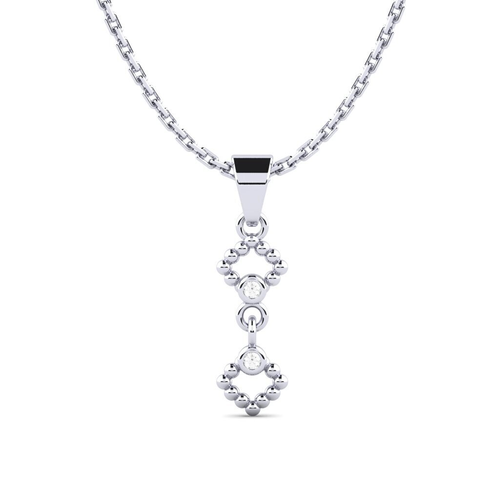 14k Oro Blanco Zafiro blanco Colgante de Mujer Asyng
