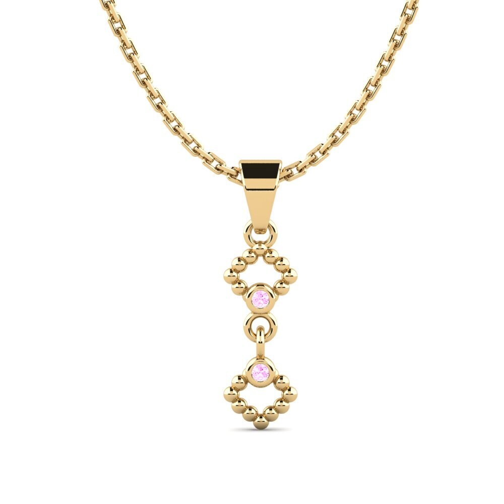 9k Oro Amarillo Zafiro Rosado Colgante de Mujer Asyng