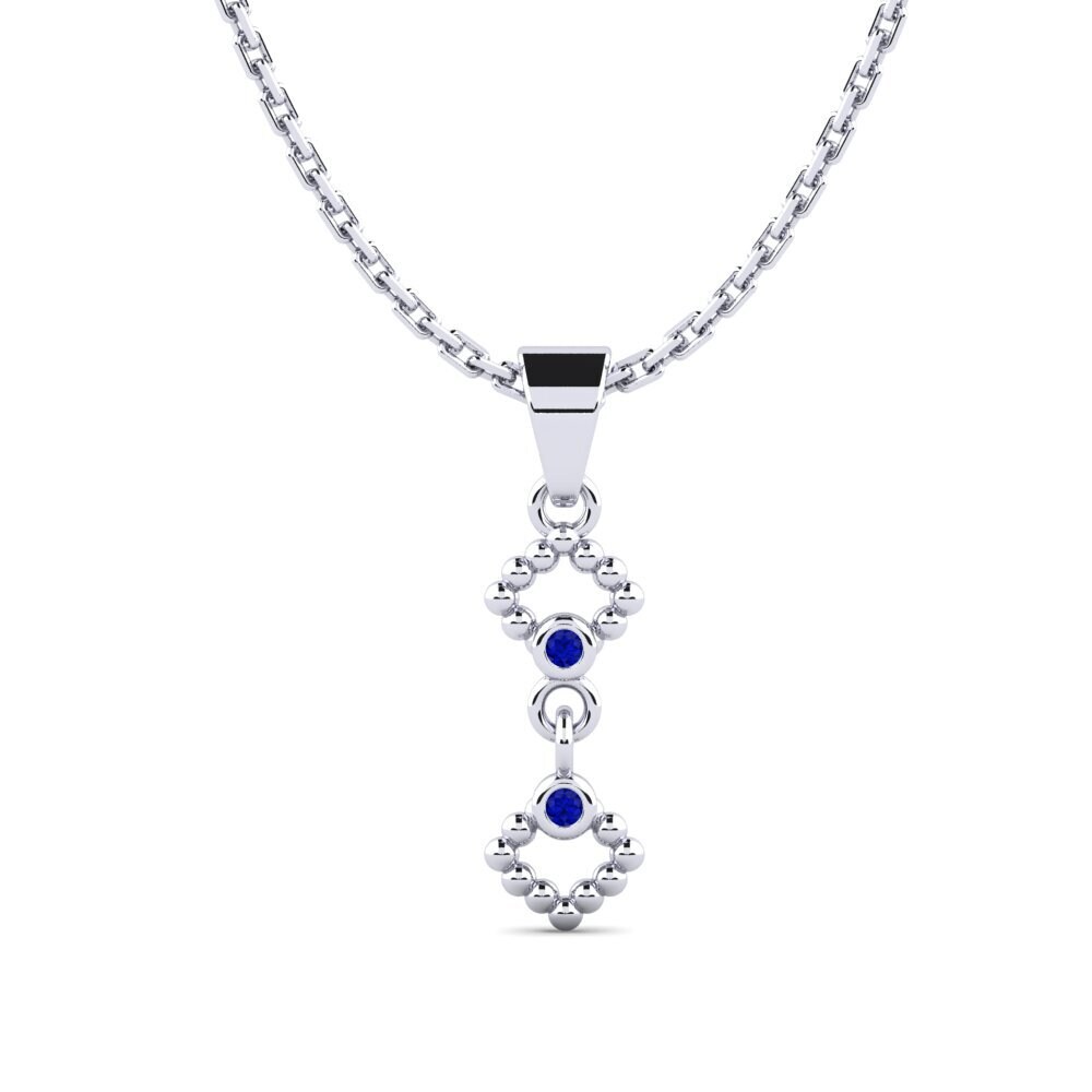 18k Oro Blanco Zafiro Colgante de Mujer Asyng
