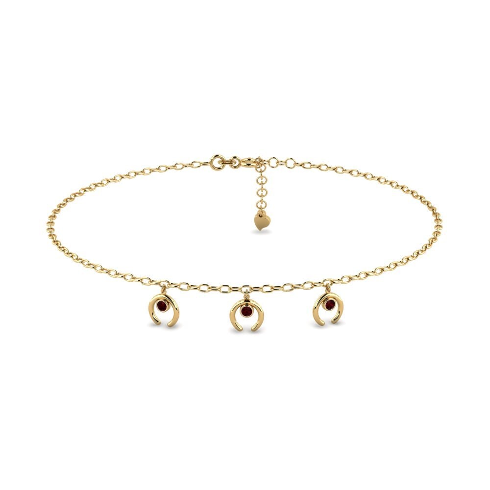 14ct Yellow Gold Garnet Women's Anklet Atieno
