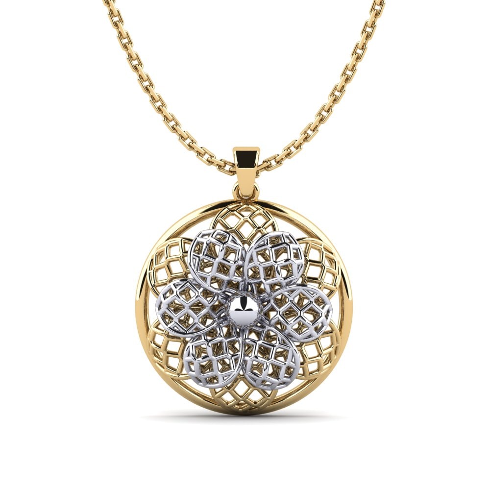 14k Oro Amarillo & Blanco Colgante Atlel