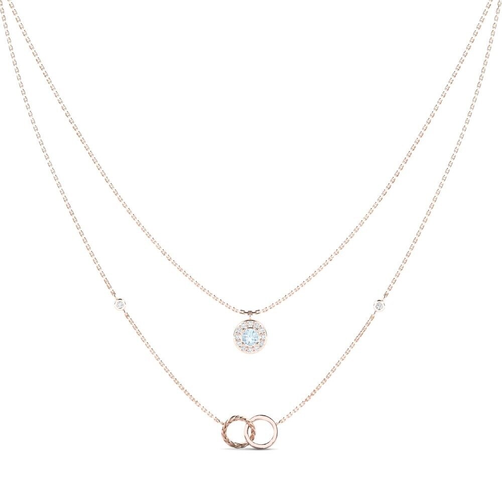 9ct Rose Gold Aquamarine Women's Necklace Atmintis