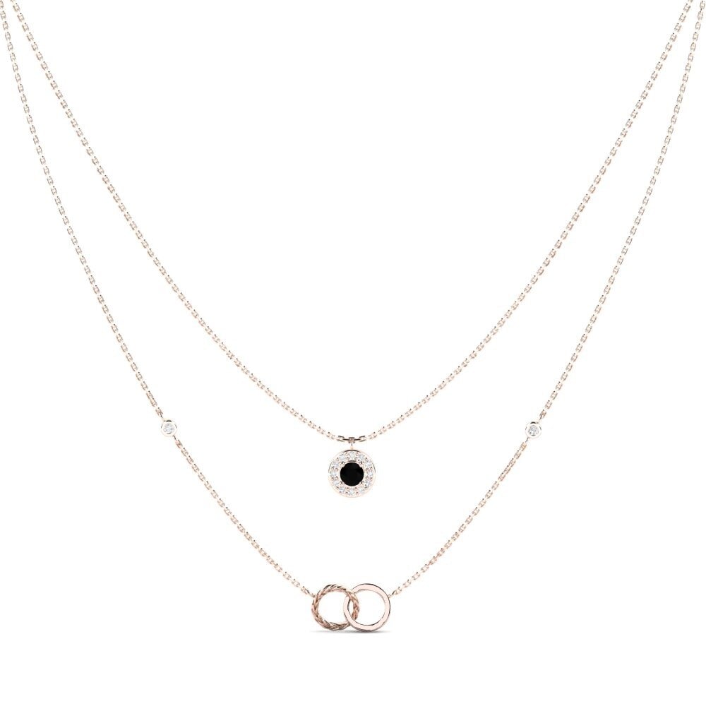 9ct Rose Gold Black Sapphire Women's Necklace Atmintis