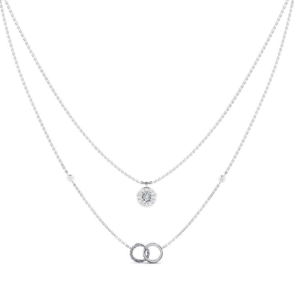 9ct White Gold Zirconia Women's Necklace Atmintis