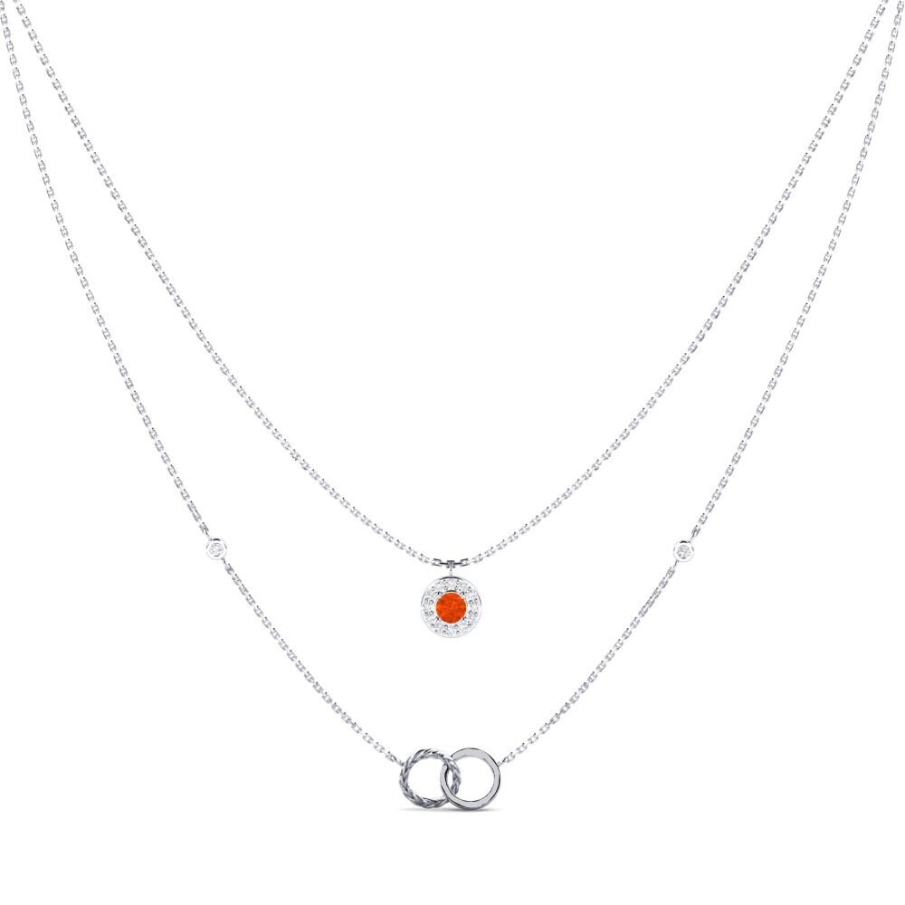 9ct White Gold Fire Opal Women's Necklace Atmintis
