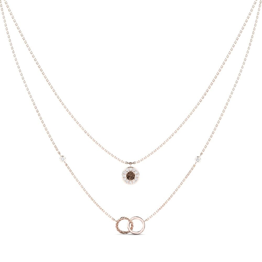 9ct Rose Gold Smoky Quartz Women's Necklace Atmintis