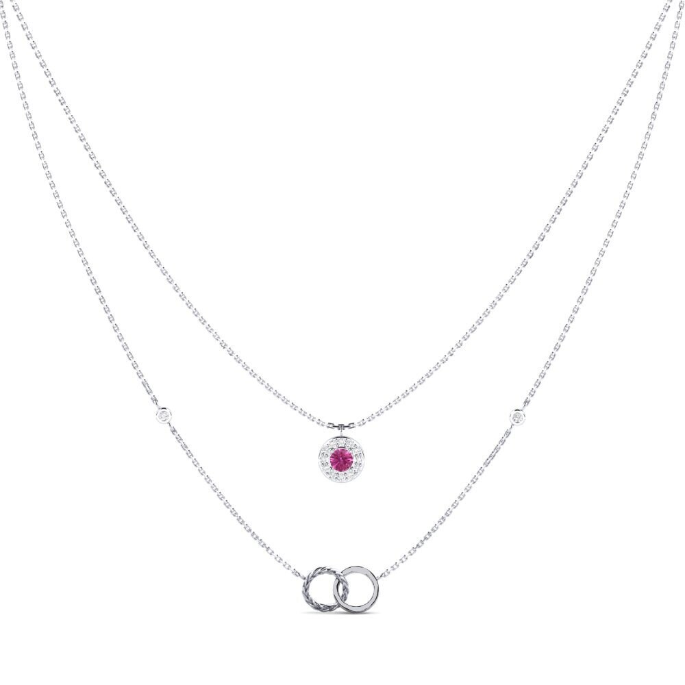 9ct White Gold Pink Topaz Women's Necklace Atmintis