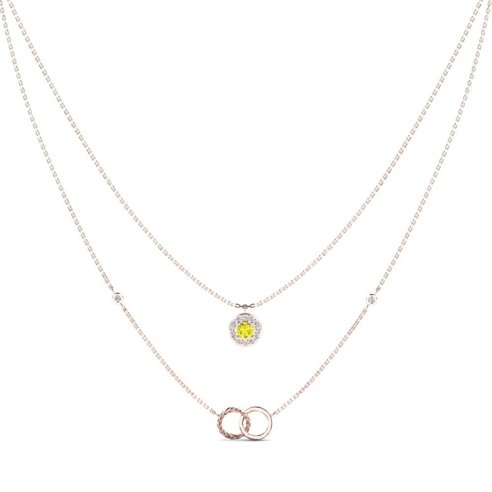 9ct Rose Gold Yellow Diamond Women's Necklace Atmintis