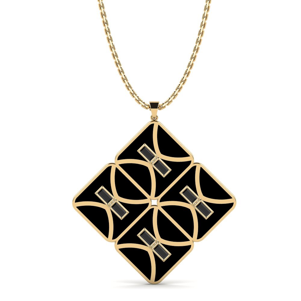 Baguette Black Sapphire Women's Pendant Atol