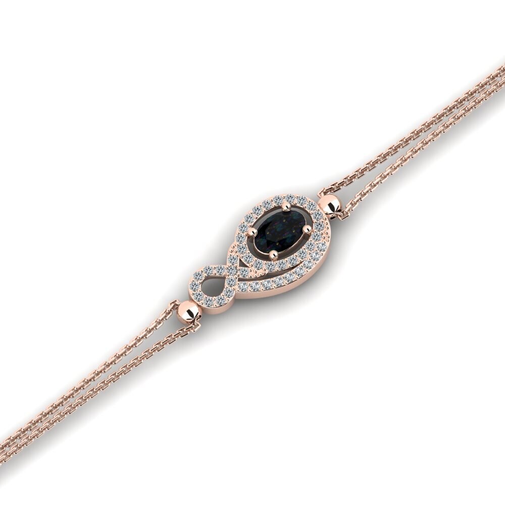 9ct Rose Gold Black Opal Women's Bracelet Atong