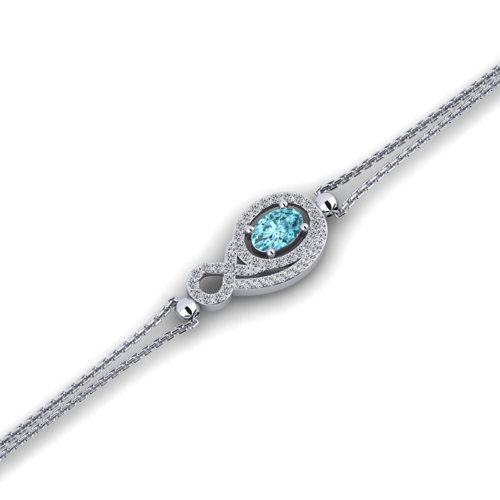 950 Platinum Blue Zircon Women's Bracelet Atong