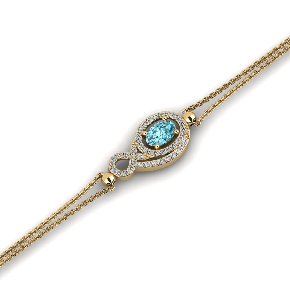 14ct Yellow Gold Blue Zircon Women's Bracelet Atong