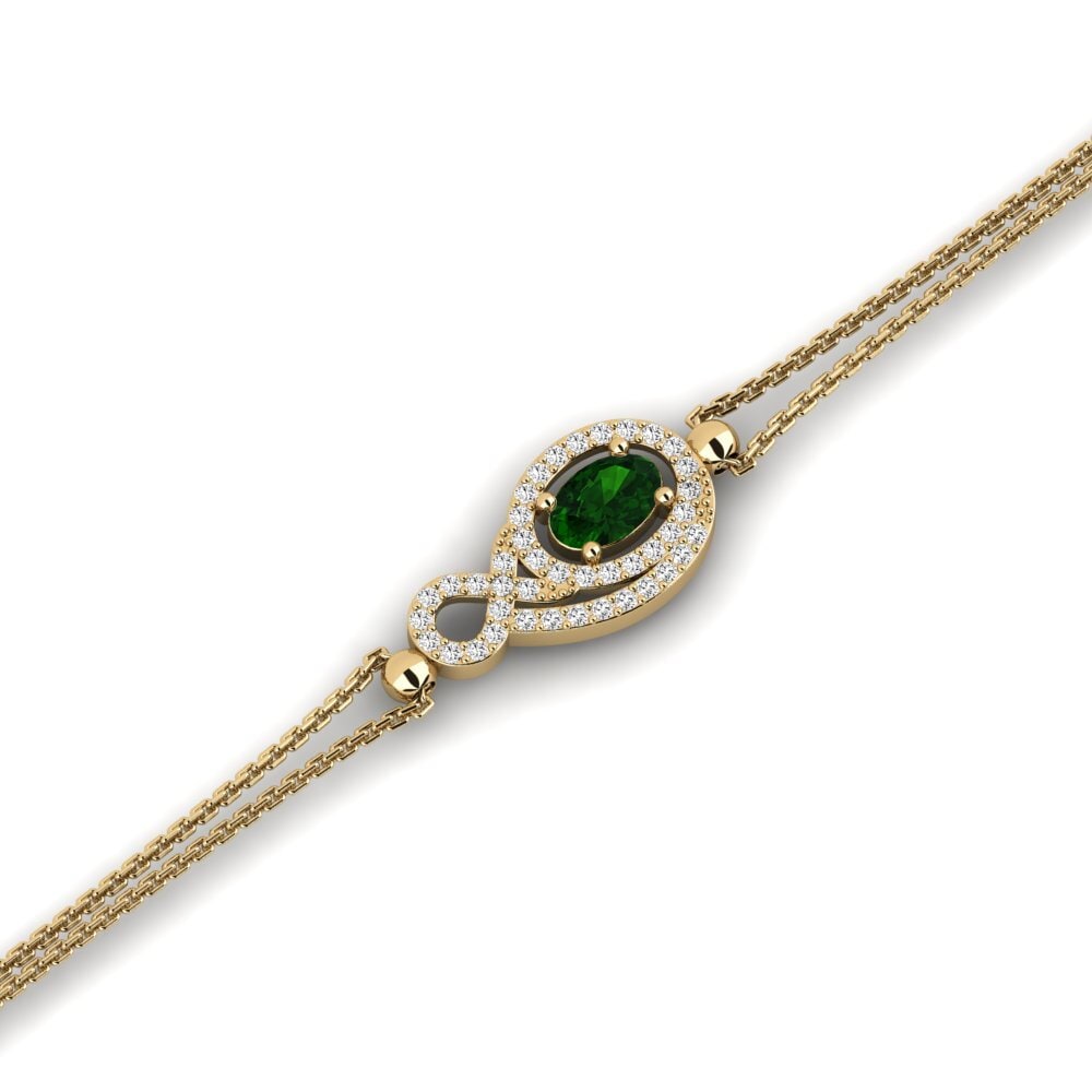14k Oro Amarillo Turmalina verde Pulsera de Mujer Atong