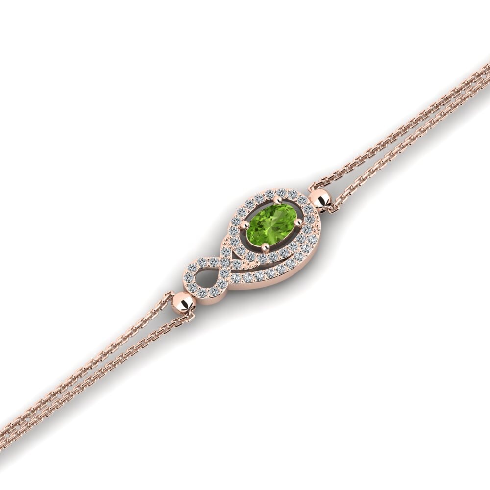 9ct Rose Gold Peridot Women's Bracelet Atong