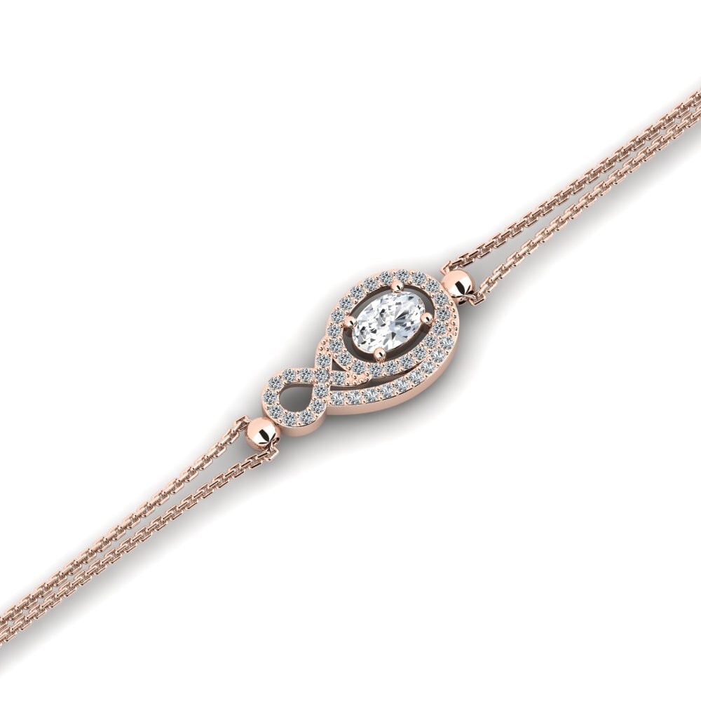 9ct Rose Gold White Zircon Women's Bracelet Atong