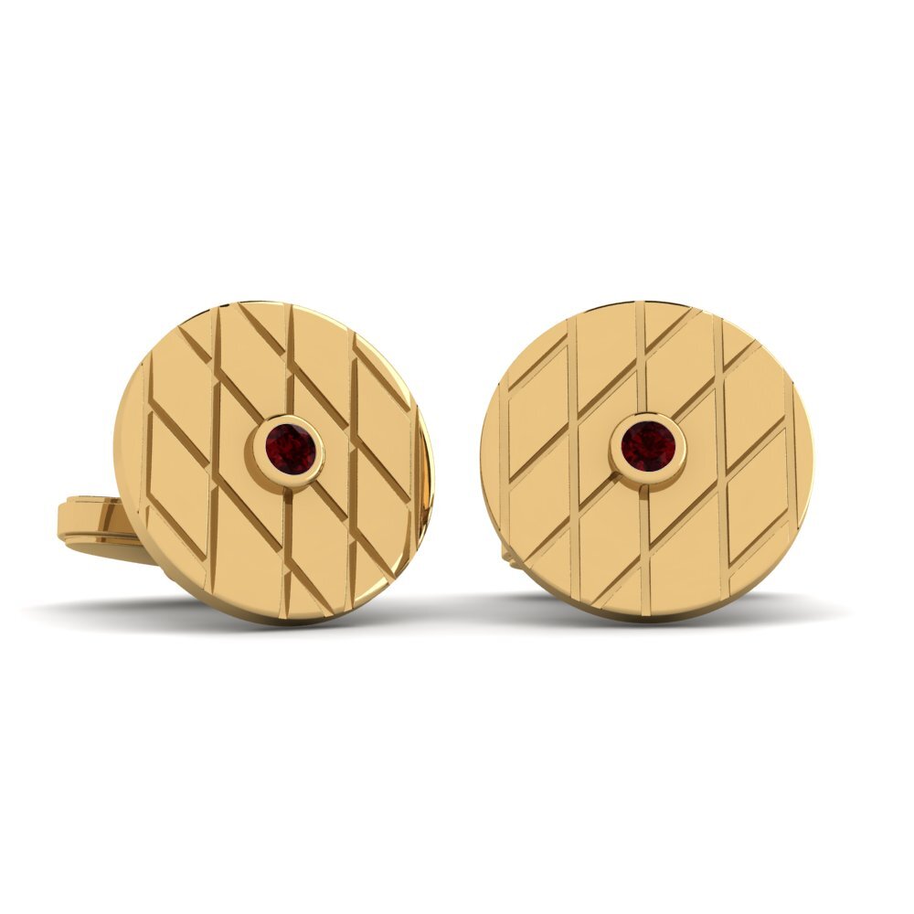 750 Gult Guld Granat Manchetknap Atreus