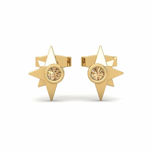 Earring Atria 585 Yellow Gold & Brown Diamond