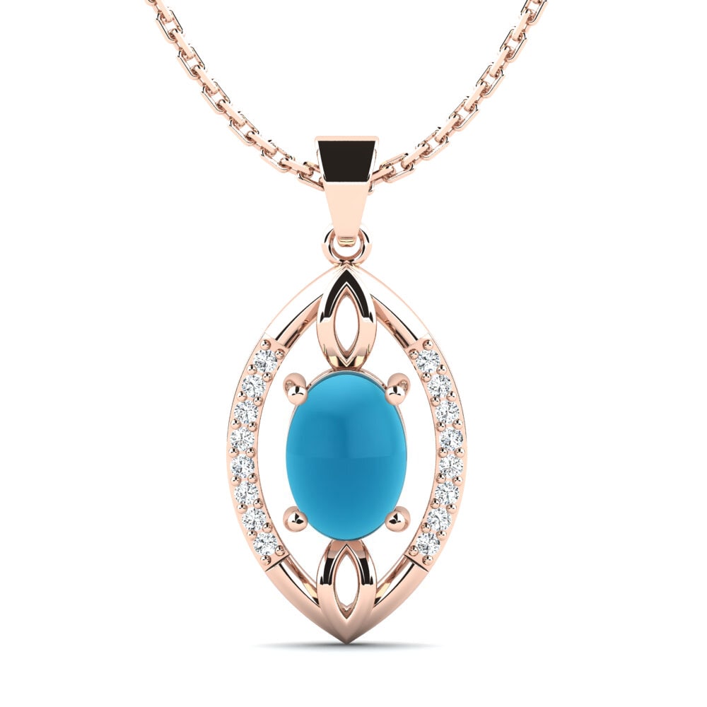 14k Oro Rosa Topacio Azul Cabujón Colgante de Mujer Atropos