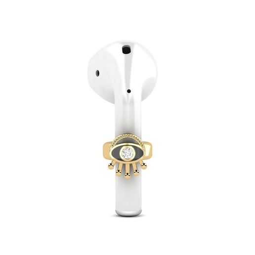 Airpods® Attecehire 585 Yellow Gold with Black Rhodium & White Sapphire