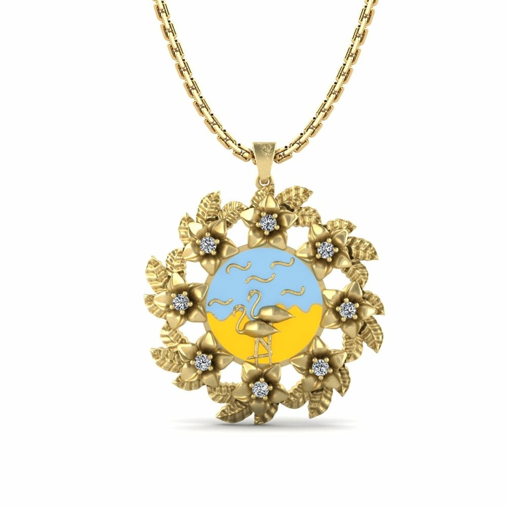 Flowers Tropical Collection Attraverso 585 Yellow Gold Swarovski Crystal