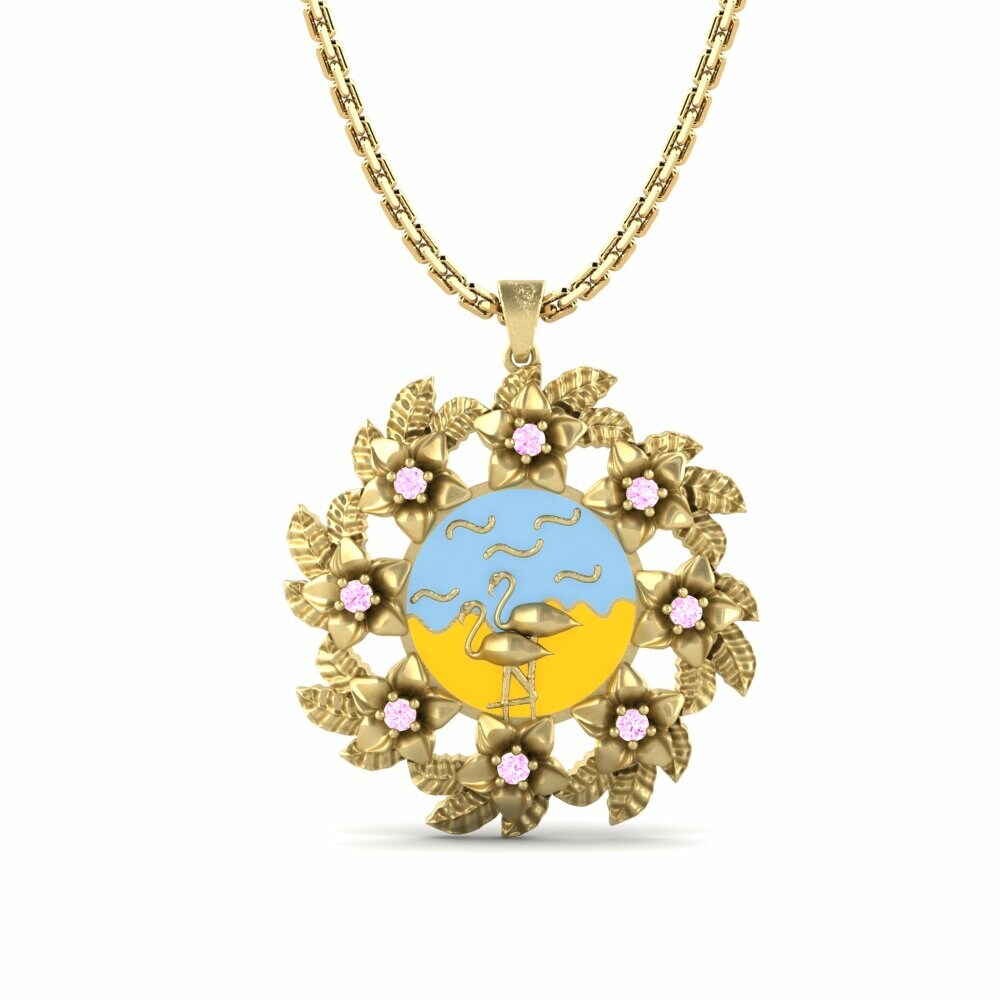 Dây chuyền Vàng 9K Đá Sapphire Hồng Flower