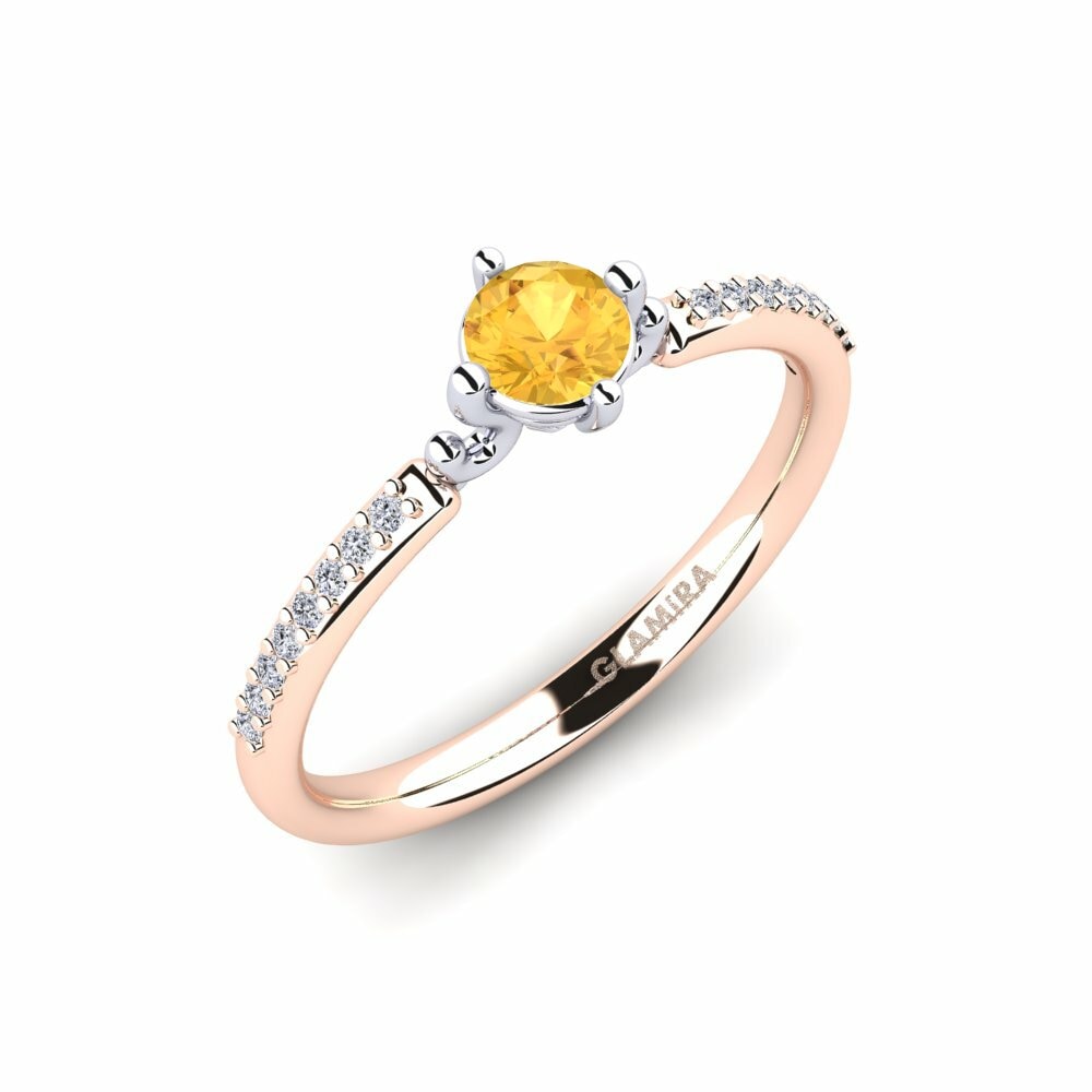 9k Rose & White Gold Citrine Engagement Ring Aubriel