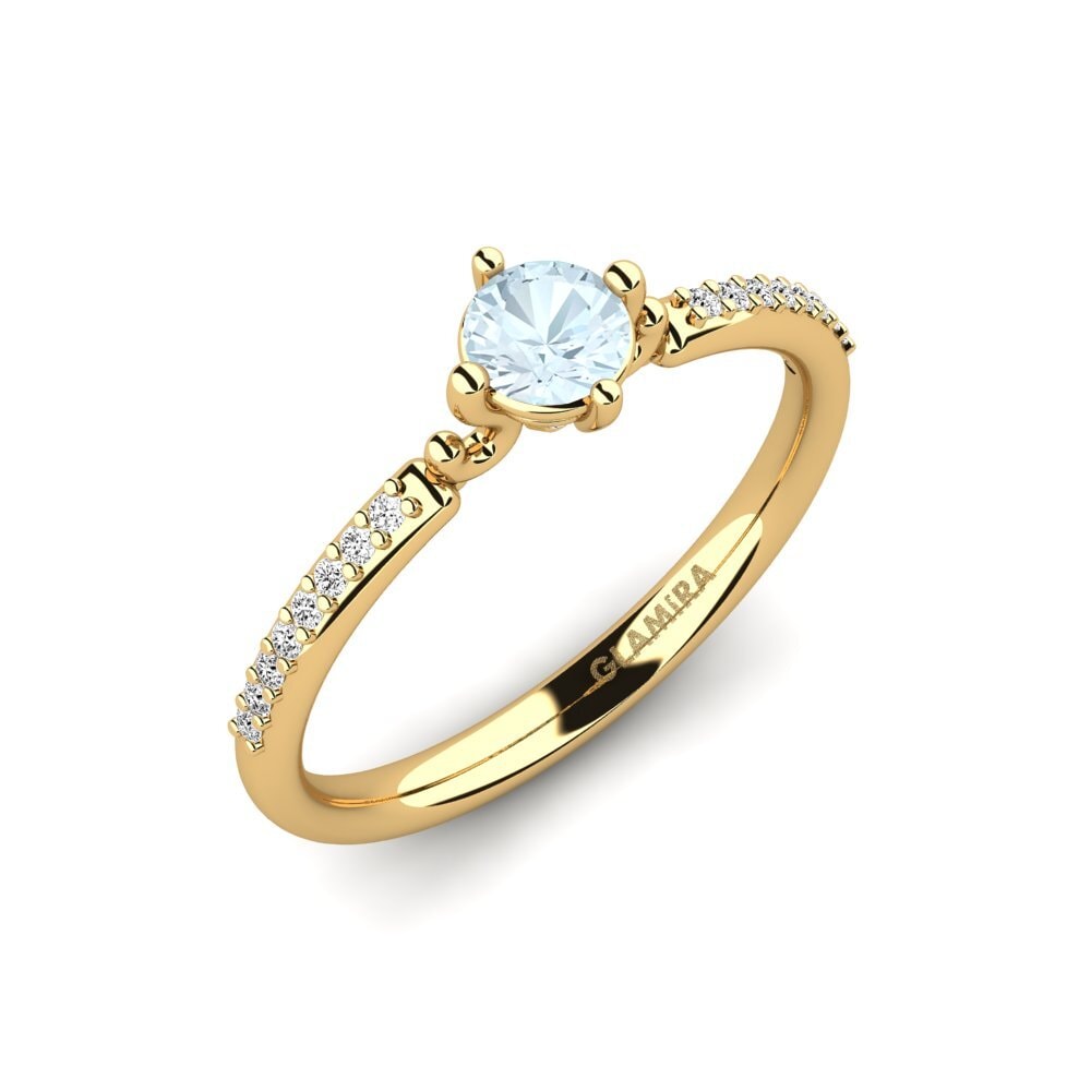14k Oro Amarillo Aguamarina Anillo de compromiso Aubriel