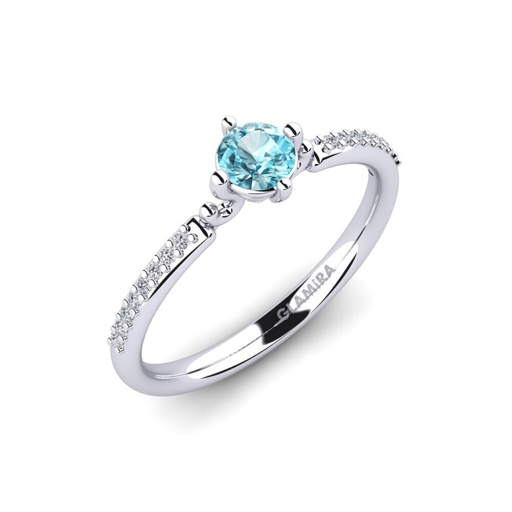 14ct White Gold Blue Zircon Engagement Ring Aubriel
