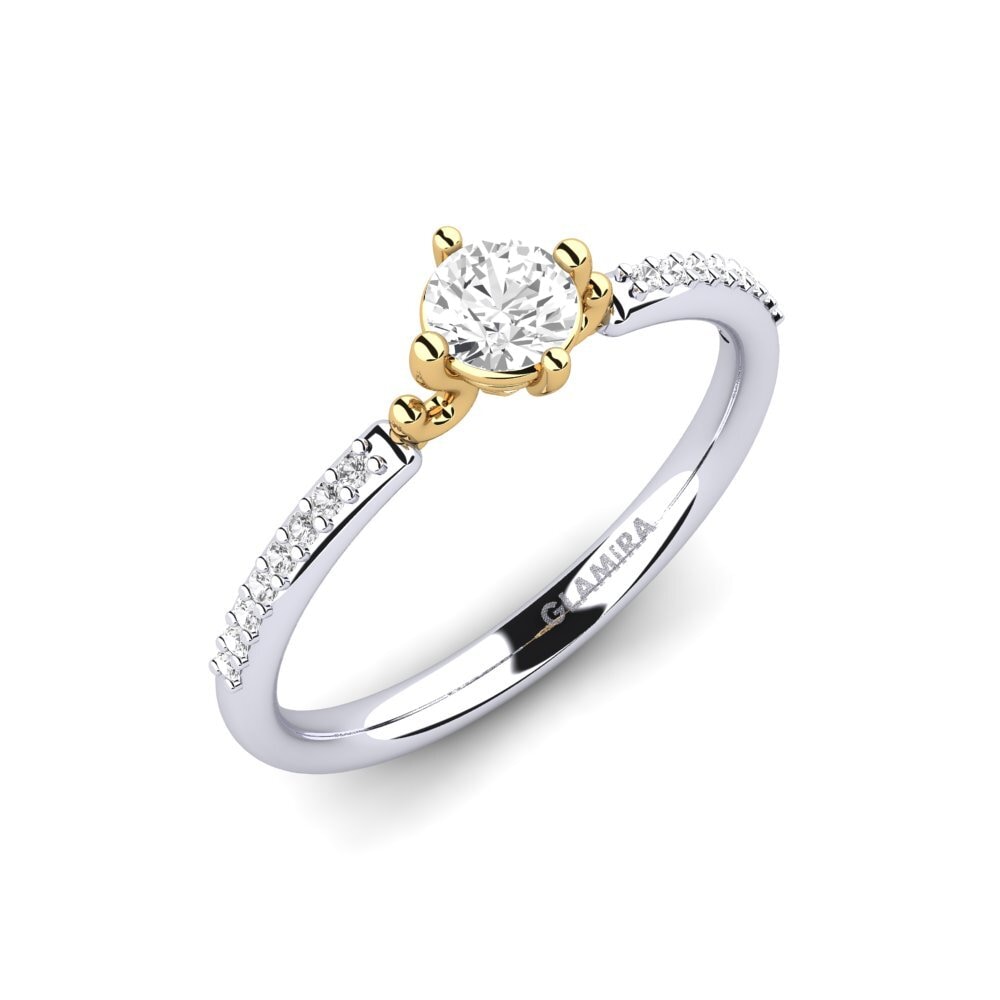 14ct White / Yellow Gold White sapphire Engagement Ring Aubriel