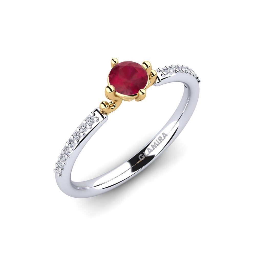 18ct White / Yellow Gold Ruby Engagement Ring Aubriel